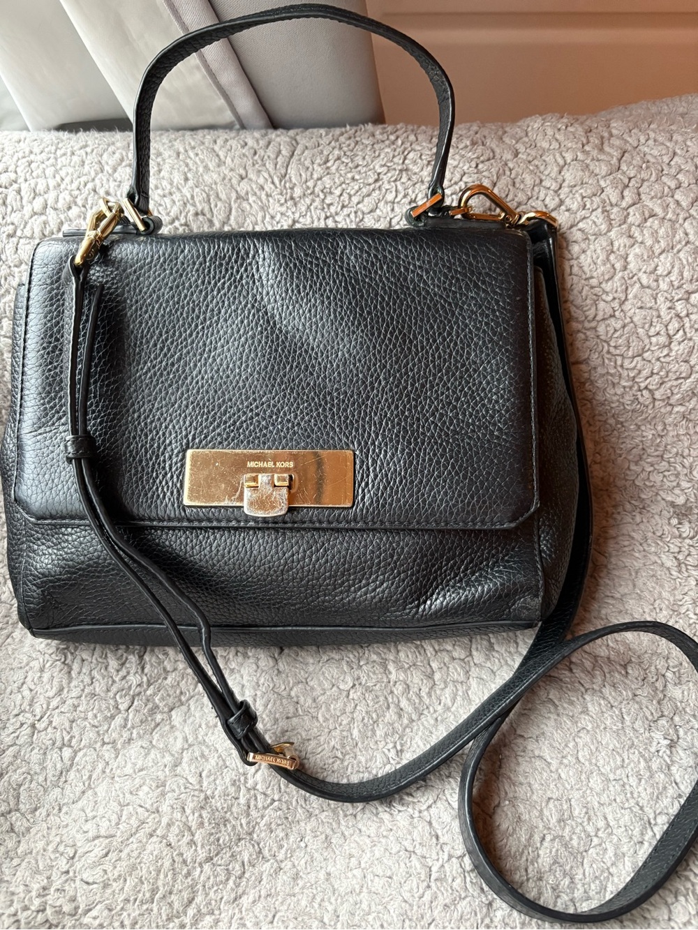 Michael Kors Black Pebbled Leather Top-Handle Crossbody